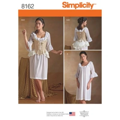 Imagen de Simplicity Simplcity Patrón 8162 Ropa Interior para Mujer del Siglo XVIII, Papel, Blanco, Carpet Uni Violet Size: Ø120cm Round