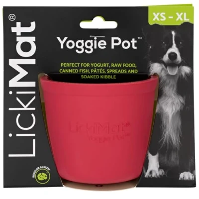 Imagen de LICKIMAT Yoggie Pot Distracción, diversión y enriquecimiento. Dispensador de golosinas goma larga duración para todos los tamaños perros alimentador lento pequeños. Lo más