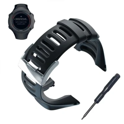 Imagen de JTMM Correa para Reloj de Goma Suave, Color Negro, Repuesto, con Herramienta y Tornillos SUUNTO Ambit 3 Peak/Ambit 2/1