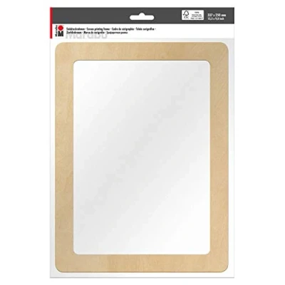 Imagen de Marabu Madera con Certificado FSC, Aprox. 33,7 X 24,9 0,5 cm, Tejido de Pantalla 51T, Ideal para impresión Textil tintas a Base Agua, Marco serigrafía 337 249 Mm, talla única