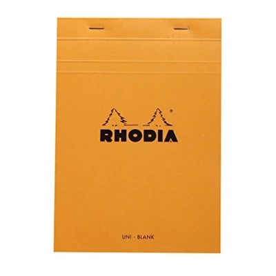 Imagen de RHODIA, 16000C, Bloc de notas grapado N16, A5, 80 Hojas Separables, Papel Clairefontaine Blanco Liso gr/m², Tapa cartón resistente , RHODIA Basics, Naranja