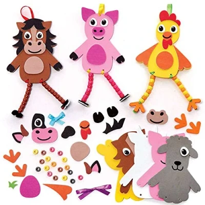 Imagen de Baker Ross FC815 Adornos de Animales la Granja con Cuentas Juego 5, Actividades Manuales para Niños