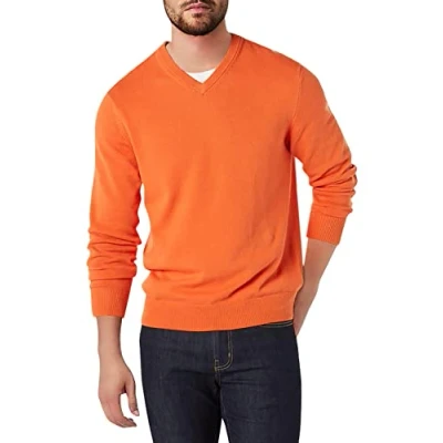 Imagen de Amazon Essentials Jersey de Cuello Pico (Disponible en Tallas Grandes) Hombre, Naranja, XS