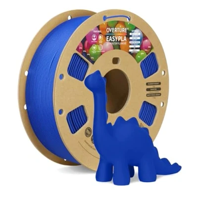 Imagen de OVERTURE PLA Easy 1.75mm Filamento 3D para Principiantes, Extrusión Suave y Sin Deformaciones, 1kg Carrete de Cartón, +/ 0.02mm, Compatible con Impresoras FDM (Azul Cobalto Easy)
