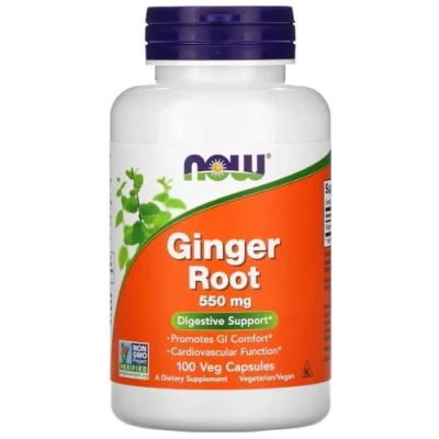 Imagen de Now Foods GINGER ROOT 550 MG Cápsulas de Raíz Jengibre Apoya la digestión y el sistema inmunológico 550mg 100 vcaps
