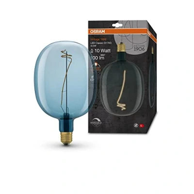 Imagen de OSRAM Lámpara LED Vintage 1906 verde, 4,5 W, 100 lm, forma de globo con 170 mm diámetro y casquillo E27, luz blanca cálida, filamento regulable, vida útil hasta 15.000 horas