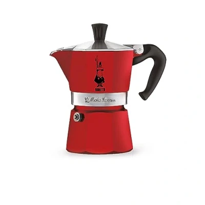 Imagen de Bialetti Moka Color: icónica cafetera espresso para estufa, hace café italiano real, tazas Pot 1 (60 ml), aluminio, Rojo