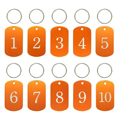 Imagen de Etiquetas de identificación grabadas en aluminio, para llaves. con llavero. (1 10, naranja)