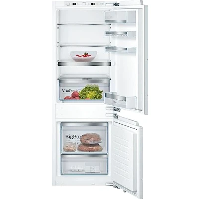 Imagen de Bosch KIS77AFE0 Serie 6 Frigorífico empotrable con congelador/E, 158 cm de altura nicho, 207 kWh/año, refrigerador 169 L y congelador 62 L, tecnología VitaFresh LowFrost