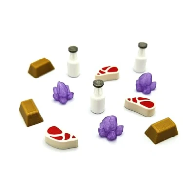 Imagen de BGExpansions Tokens de recursos para Wyrmspan 100 Piezas. Leche, Carne, Cristal y Oro. Accesorios Juegos Mesa mejoras 3D
