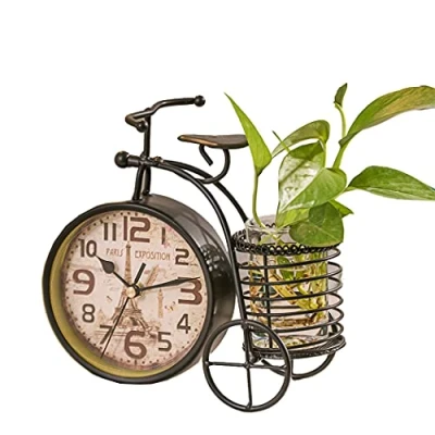 Imagen de SWHONG Reloj de Escritorio Bicicleta Moda Creativo Hierro Metal silencioso Mesa Sala Estar Dormitorio decoración