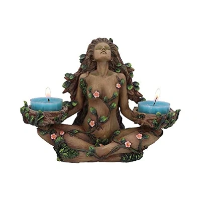 Imagen de Nemesis Now Female Tree Spirit Tealight Candle Holder Balance of Nature Portavelas con diseño de árbol Femenino, Resina, marrón, 19 Centimeters cm