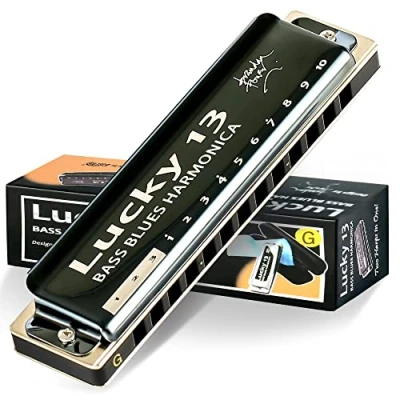 Imagen de East top Lucky 13 Bass Plus Blues Harmonica Agujeros Diatonic Arpa Boca Órgano Profesional Richter Armónica G clave para Adultos