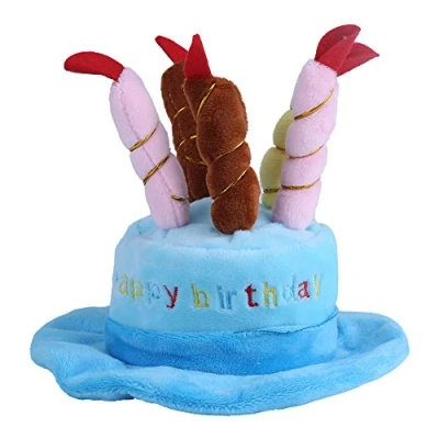 Imagen de Fdit Sombrero de Mascotas Disfraz Mascota Diseño Velas Cumpleaños para Perros Gatos Pequeños Animales(Azul)