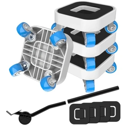 Imagen de NIUXX Ruedas de Muebles MóViles, Giratorias 360 Grados, 4 (1,25 in) Y 1 Palanca, Kit ElevacióN para Sofá, Mesa, Carga MáXima 450 Kg