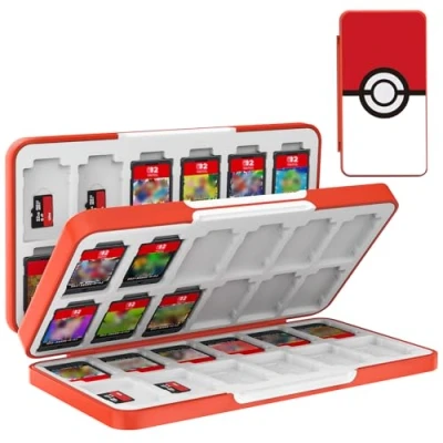 Imagen de TiMOVO Funda de Tarjetas Juego y Micro SD Compatible con Nintendo Switch OLED Modelo 2021,Switch &amp; Lite, 48 Cartuchos Estuche Almacenamiento Portátil para Juego,Círculo