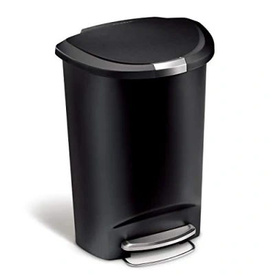 Imagen de simplehuman CW1355 cubo semicircular con pedal, plástico negro, 50 L
