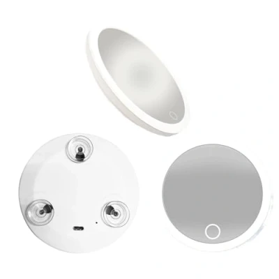 Imagen de Zephylix espejo de aumento con luz, espejos mano viaje, 30 luces LED, viaje 3 ventosas y soporte mesa 360, color blanco