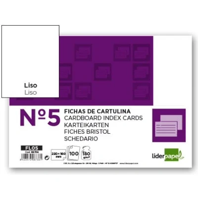 Imagen de Ficha liderpapel lisa nº5 160x220mm paquete de 100 180g