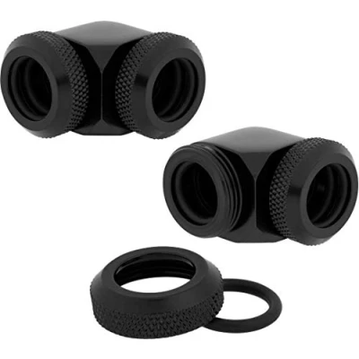 Imagen de Corsair Hydro X Series, XF Hardline Conectores 12 mm de 90 DE, Pack Dos Unidades (Latón Sólido Durabilidad, Acabado Calidad, Diseño Compresión Con Junta Tórica Doble), Negro