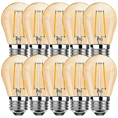 Imagen de ProCrus bombilla LED E27 de 2 W, vintage, G45, Edison LED, 2700 K, luz blanca cálida, filamento retro, 100 lm, repuesto para 10 no regulable, ámbar, clase energética G, paquete