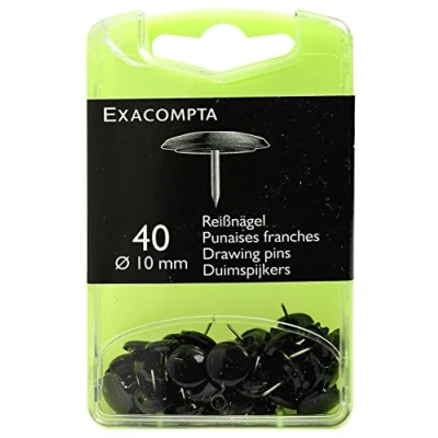 Imagen de Exacompta 14021E Cajita de 40 chinchetas, color negro