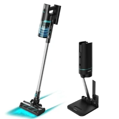 Imagen de Aspirador escoba Cecotec Conga Rockstar 10000 Nebula Station, 450 W, 30 kPa, 70 min, Luz UV, Base de autovaciado, Black