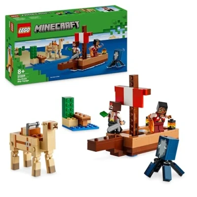 Imagen de Lego Minecraft el Viaje en Barco Pirata de Juguete con Figuras Animales Pez, Calamar, Camello y Minifigura Piratas para Juego rol, Regalo Gamer Niños Niñas 8 Años o Más 21259