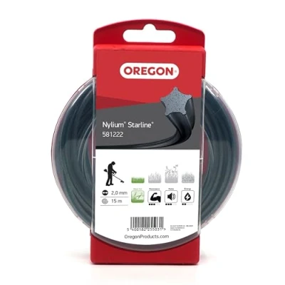 Imagen de Oregon Hilo para Desbrozador y Cortacésped, de Nylon con Cinco Filos en Estrella, Calidad Premium Extrafuerte, Compatible Desbrozadoras Gasolina 2mm 15m (‎581222)