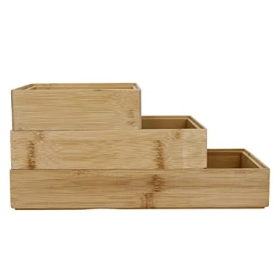 Imagen de Copco COPHMORGBAM3PC Juego de organizadores bambú para el hogar, 3 Piezas, Caja expositora, Madera, Marrón