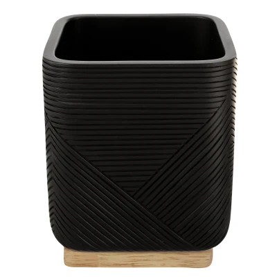 Imagen de Kleine Wolke Vaso de Cepillo Dientes Cruzado, Accesorios, Color Negro, Material: poliresina, bambú, Longitud 8 x Ancho Altura 9,7 cm