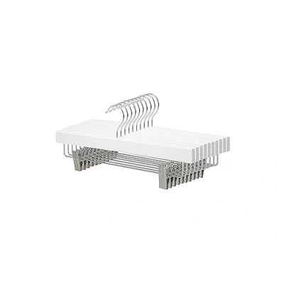 Imagen de Amazon Basics Perchas de madera con clips, 10 unidades, Blanco