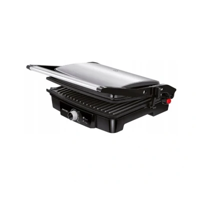 Imagen de MPM MGR 09M Plancha Grill de Asar Doble Tapa basculante Adaptable en Altura 180C Apertura, planchas antiadherentes, Acero INOX, regulador Temperatura, 2000W