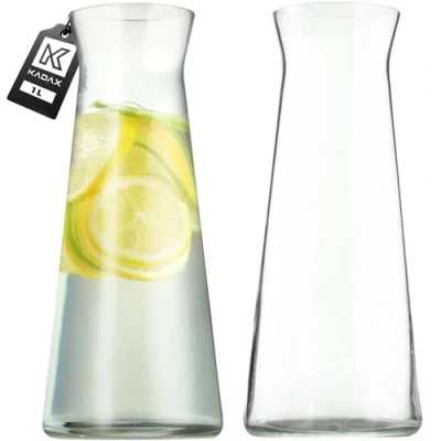 Imagen de KADAX jarra de cristal, agua cristal resistente, apta para lavavajillas, sin plomo, agua, zumo, limonada, leche (1 l 2 unidades)