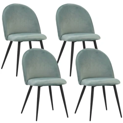 Imagen de Albatros Sillas de Comedor Capo con Juego 4 Fundas Terciopelo en Turquesa Elegante diseño Vintage, Funda Terciopelo, Silla tapizada aprobada por SGS Cocina Moderna