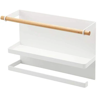 Imagen de Yamazaki 5087 Tosca Estante Lateral magnético, Blanco, Acero/Madera/Silicona, Minimalista, 32 x 9.5 20 cm