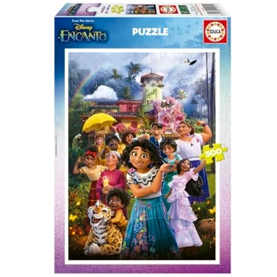 Imagen de Educa Puzzle de 500 Piezas para Adultos Disney Encanto. Incluye Pegamento Fix Puzzle. Medida una Vez montado: 34 x 48 cm. A Partir 11 años (19572)