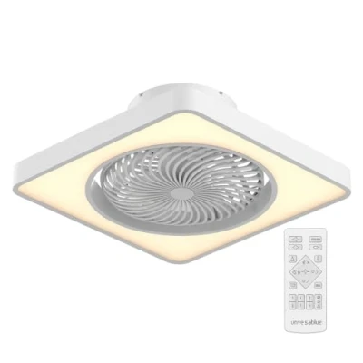 Imagen de UNIVERSALBLUE Ventilador de Techo Aspas Invisibles Luz LED Retráctiles y Motor DC Silencioso 6 Velocidades Mando a Distancia