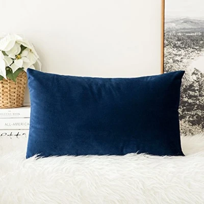 Imagen de MIULEE Terciopelo Funda de Cojine Almohada del Sofá Throw Cojín Decoración Caso la Cubierta Decorativo para Sala Estar 30x 50cm 12 x 20 Pulgadas 1 Pieza Azul Oscuro