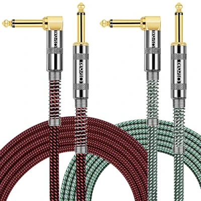 Imagen de OTraki Cable Guitarra Electrica 2m Jack 1 Pack 6.35 Macho Amplificador Profesional para Bajo Teclado Efectos Acordes Micrófono (2)