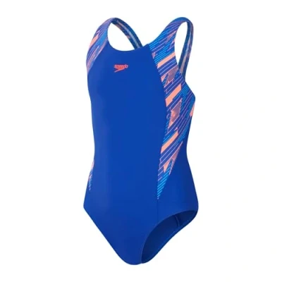 Imagen de Speedo Girls Hyperboom Splice Muscleback Bañador para niños, Talla: 5 6a, Siren red/picton blue