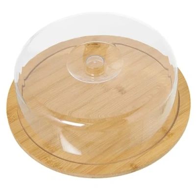 Imagen de DRW Quesera de Madera con Tapa acrilica en Natural y Transparente 29x29x9 cm