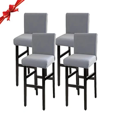 Imagen de Jaotto Fundas de Silla Bar 4 Piezas,Fundas para Taburetes Cuadrados Cocina,Modernas Altos Giratoria Corta Lavable,Cubiertas Taburete Bar(Humo Gris,4 Pack)