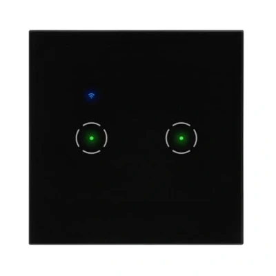 Imagen de Miratic Interruptor Inteligente Tuya Smart Home WiFi Pared Doble Empotrado con Control Remoto por App Compatible Alexa y Google (Negro)