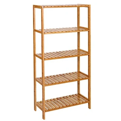 Imagen de Songmics estante de baño 5 estantes, cocina, zapatero, para flores, libros, bambú, 133,5 x 29 9 cm, BCB35Y