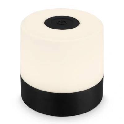 Imagen de BRILONER Mini lámpara de mesa LED inalámbrica, noche regulable táctil, escritorio, USB C, camping, luz blanca cálida, 7x7 cm, color negro