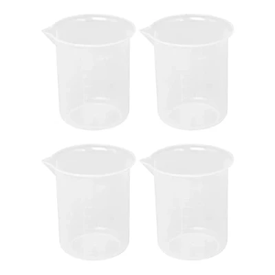 Imagen de Huhudyy Cocina Laboratorio Graduado Vaso Espesan La Medidora de Plastico Transparente con Tapa Jarro 200ML 4Unids Medicion