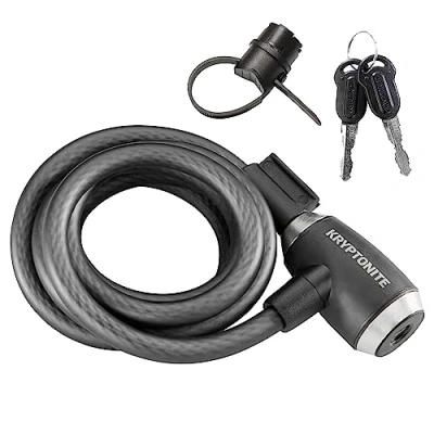 Imagen de Kryptonite Kryptoflex 1218 Key Cbl New!!, 12Mmx180Cm, W/Brkt Locks Unisex Adulto, Negro, 12mm X 183cm