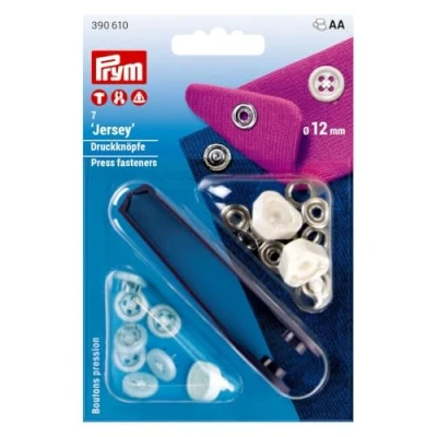 Imagen de Prym Botón de presión, Aspecto Costura, VA 12 mm, Color Blanco Non Sew Press Fastener, Latón Poliamida Acero Inoxidable, White