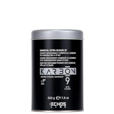 Imagen de Echosline Karbon 9 Charcoal Extra Bleach 9T Polvo blanqueador Compacto Tonos, Multicolor, 500 g (Paquete de 1)